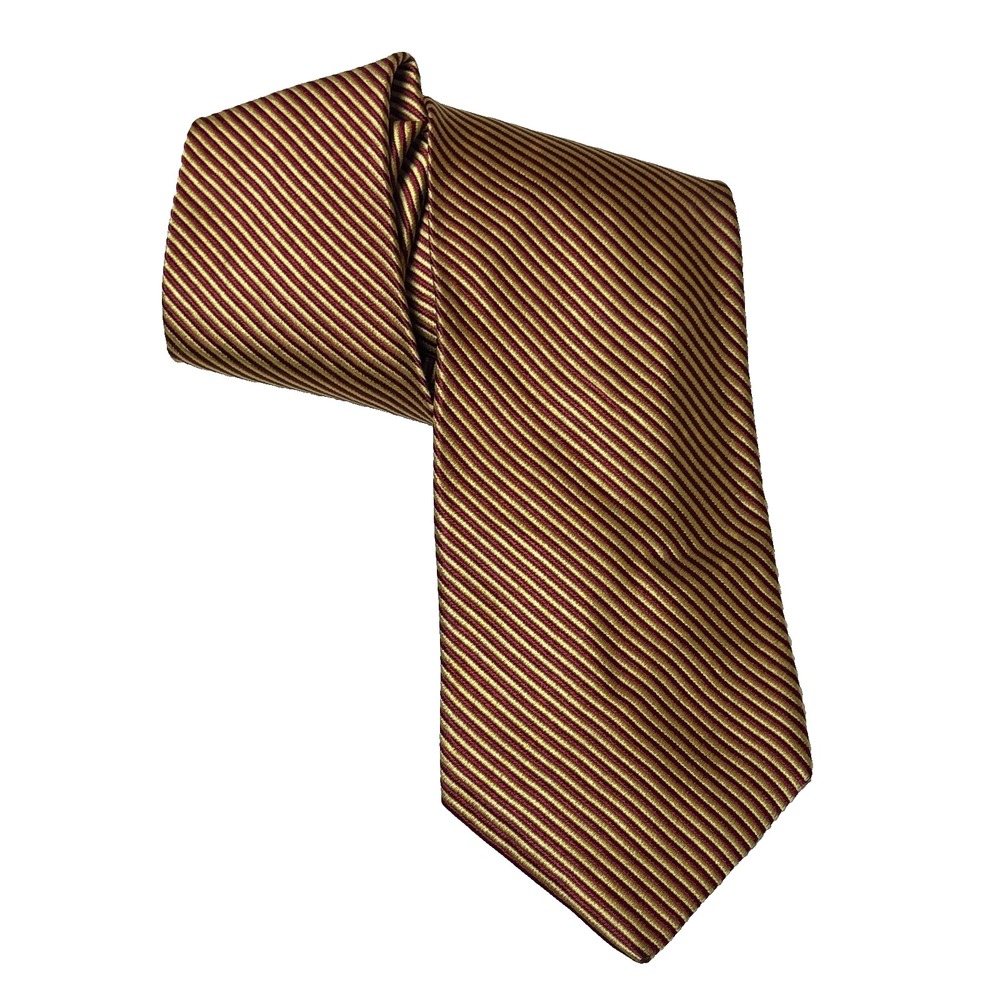Brooks Brothers Makers All Silk Neck Tie Maroon Gold Pinstriped Hand Made In USA